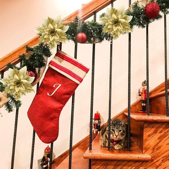 12 Gold Glitter Poinsettia Flowers - Artificial Christmas Ornaments - Picture 3 of 7